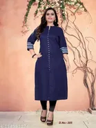 Cotton Blend Solid Kurti for Women 
