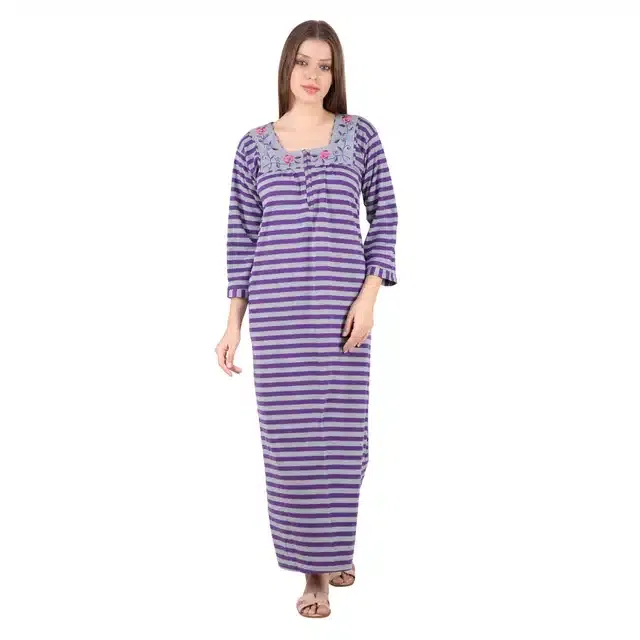 Woolen Hosiery Nighty for Women (Purple, Free Size)