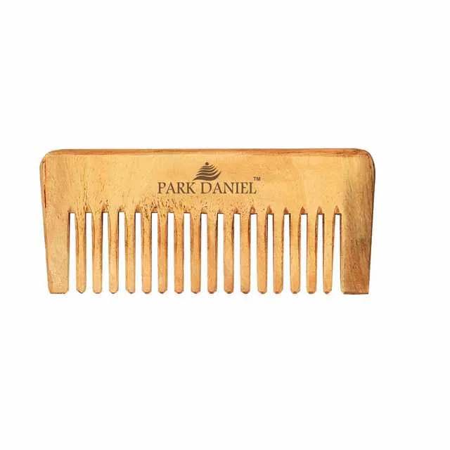 Park Daniel Natural & Ecofriendly Handmade Medium Detangler Neem Wooden Comb (Pack Of 1, 5.5 inches) (SE-7)