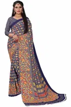 कनूड़ा फैंसी विमेंस जॉर्जेट फ्लावर प्रिंटेड साड़ी 