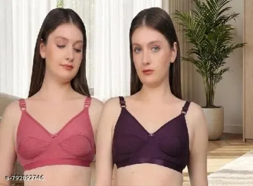 Non Padded Full Coverage Bra for Women, Pack of 3 (Purple, 38A)