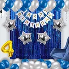 4th Happy Birthday Balloon Decoration Kit, Blue, Set of 1