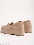 [53] Cream Solid Round Toe Pumps for Women 