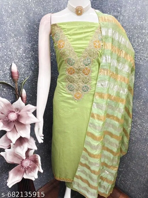 Silk Blend Punjabi/All Over Suits for Women (Multicolor, 6.25 meter (L)