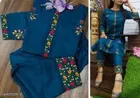 Cotton Silk Embroidered Kurta with Pant for Women 