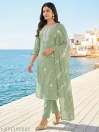 Embroidered Acrylic Kurta Set for Women 