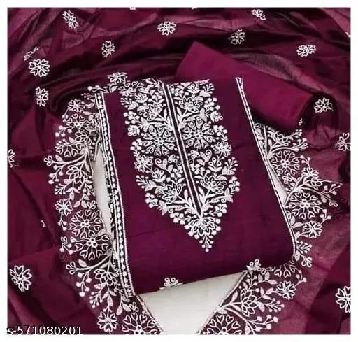 Chanderi Cotton Punjabi/All Over Suits for Women (Purple, 6.25 meter (L)