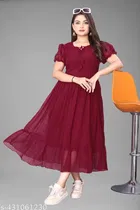 Fit and Flare Georgette Dress for Women 