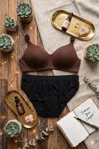 Full Coverage Wireless Padded Bra and Hot Panty Set for Women, Pack of 2 