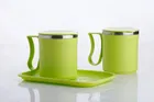 Stainless Steel Coffe Mug, Green , Pack of 2 