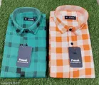Cotton Blend Checked Shirts for Men, Multicolor, Pack of 2 
