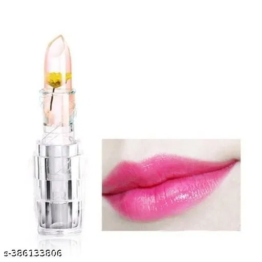 Professional Waterproof Moisturizing Flower Crystal Lipstick Jelly Flower Transparent Color Changing Lip Balm Lipstick For Girls & Women Red Flower