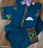 Cotton Silk Embroidered Kurta with Pant for Women 