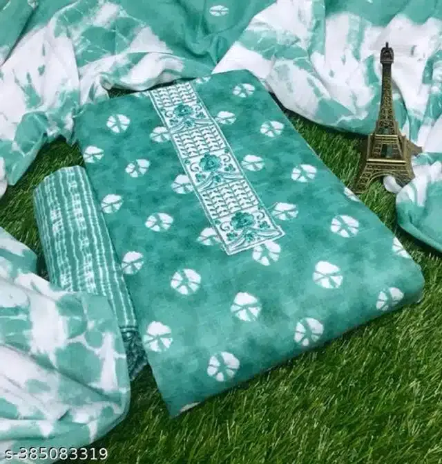 Cotton Printed Unstitched Dress Material for Women (Sky Blue)