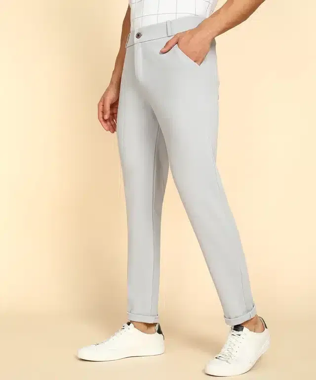 Lycra Blend Trouser for Men (Light Grey, 34)