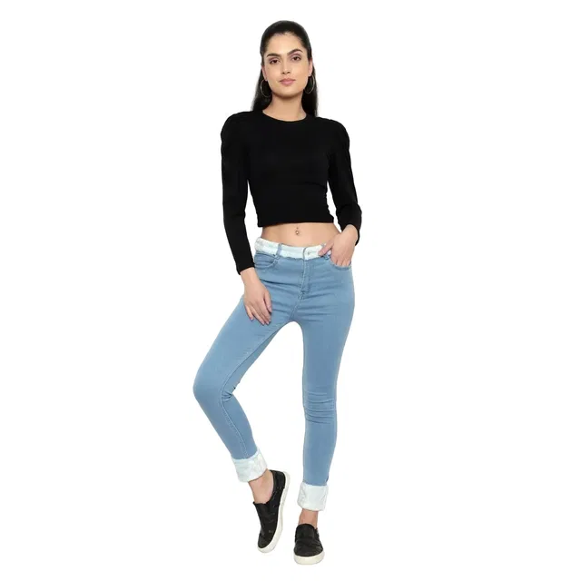 Denim Straight Fit Jeans For Women , LIGHT BLUE (28)