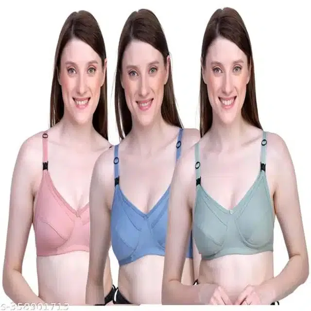 Polycotton Feeding Bra for Women (Multicolor, 42C) (Pack of 2)