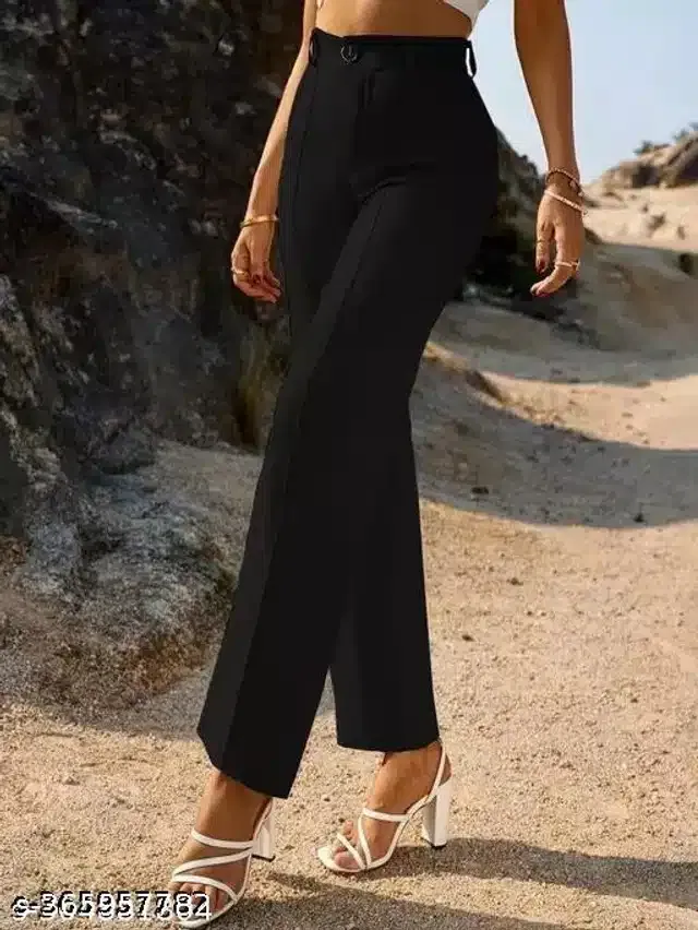 Cotton Blend Trouser for Women (Black, 24)