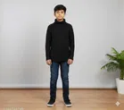 Woolen Solid Hi-Neck Sweater for Kids, Black 