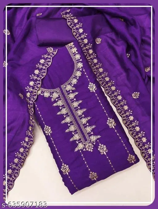 Vichitra Silk Punjabi/All Over Suits (Lavender, 7.05 meter for Women (4XL)