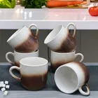 6 Pcs Ceramic Tea & Coffee Cup Set - Dual Tone Royal Brown