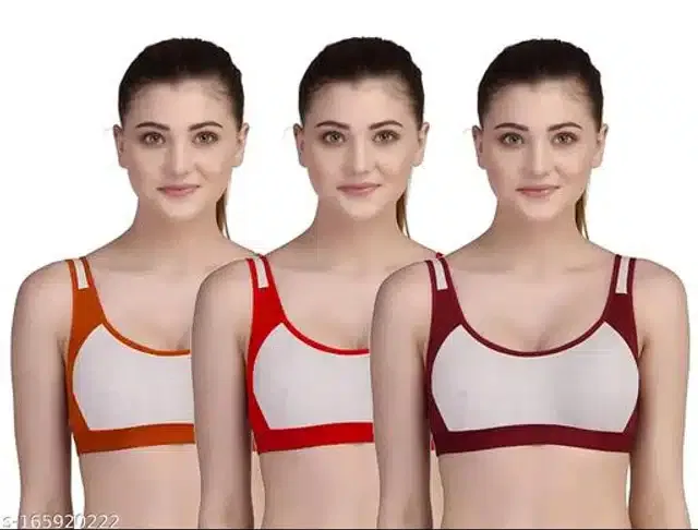 Hosiery Non Padded Bra for Women (Multicolor, 32B) (Pack of 3)