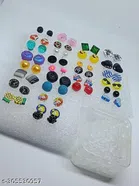 Plastic Stud Earrings for Girls (Multicolor, Set of 24)
