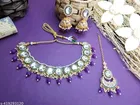 Purple Meenkari Uncut Kundan Choker Set with Jhumkaa for Women 