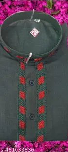 Cotton Solid Kurta for Men, Peach & Bottle Green, Pack of 2 