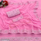 Georgette Self-Design Saree For Women, Pink
