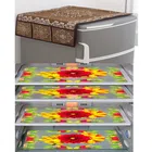 PVC Waterproof Fridge Top Cover with 4 Pcs Shelf Mats (Multicolor, Set of 1)