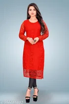 Net Kurti for Women,  Red  