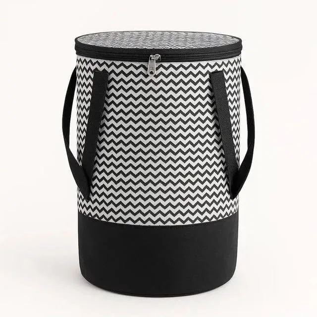 Canvas Laundry Basket,Black,  (Pack Of 1)