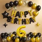 6th  Happy Birthday Balloon Decoration Kit Golden & Black, Set Of 1