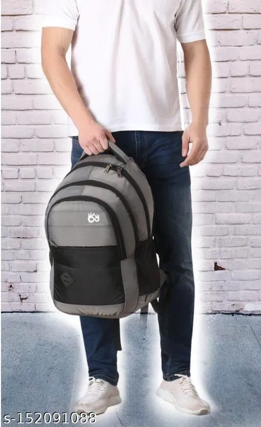 Polyester Backpack for Men & Women, Grey