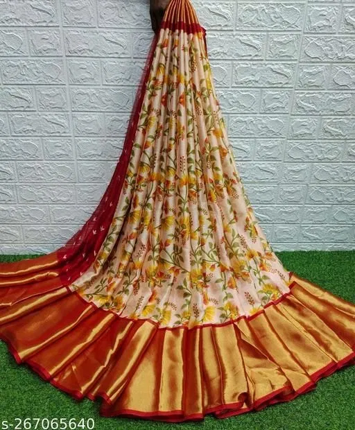 Georgette Printed Saree for Women (Maroon, 6.3 m)
