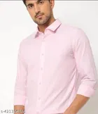 Cotton Blend Solid Shirts for Men, Pink & White, Pack of 2 