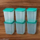 Plastic Storage Containers, Green, Pack of 6 