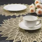 BALLEY Round Shape Table mat/Table mat Round/ Round PVC Table mats/Cutwork Design Dining Table mats/ Dressing Table MATS/Bed Side Table mats (Set Of 2) Golden