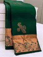 Litchi Silk Zari Woven Saree for Women, Green 