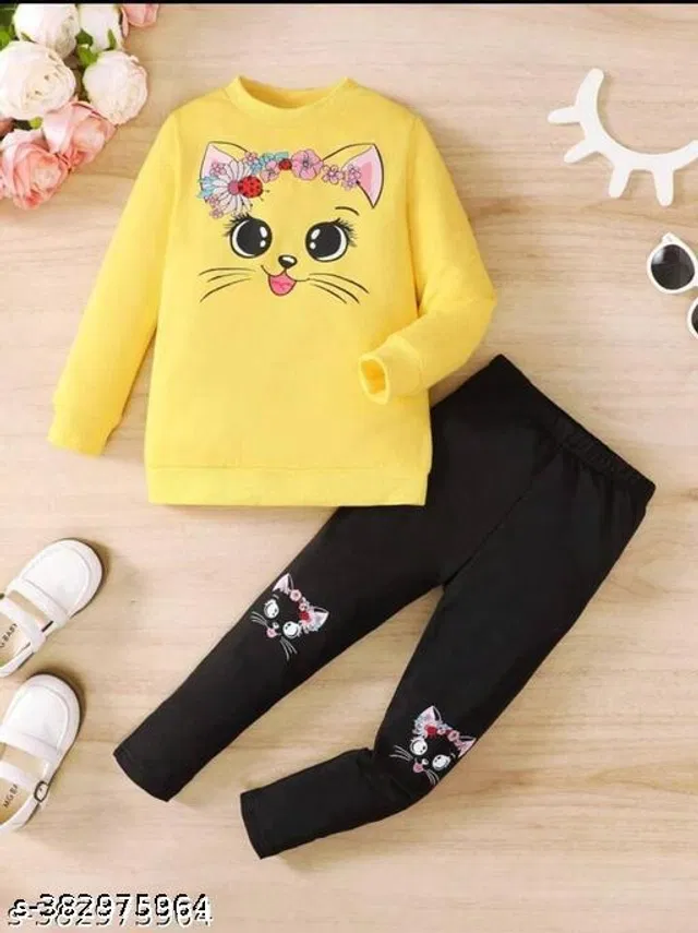 Cotton Blend Clothing Set for Girls (Multicolor, 11-12 Years)