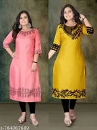 Ethnic Motif Rayon Kurti for Women, Pack of 2 