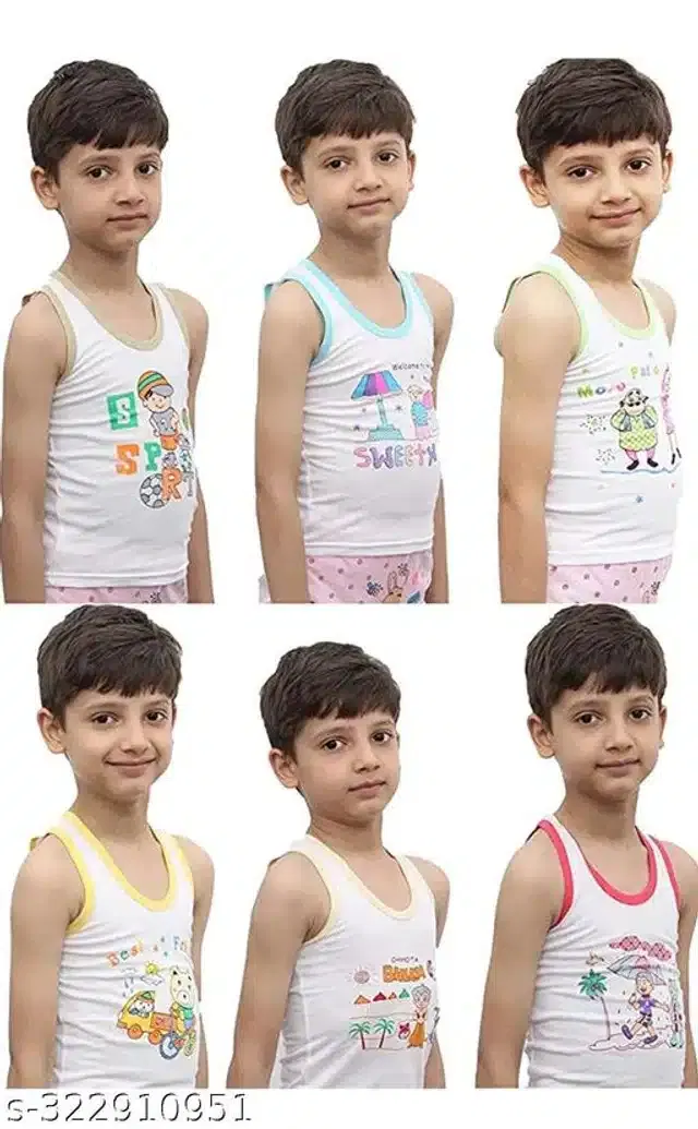 Cotton Vest for Kids (White, 2-3 Years) (Pack of 6)