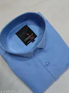 Cotton Blend Solid Shirt for Men, Sky Blue 