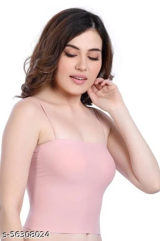 Viscose Spandex Bra for Women, Pink (Free Size)