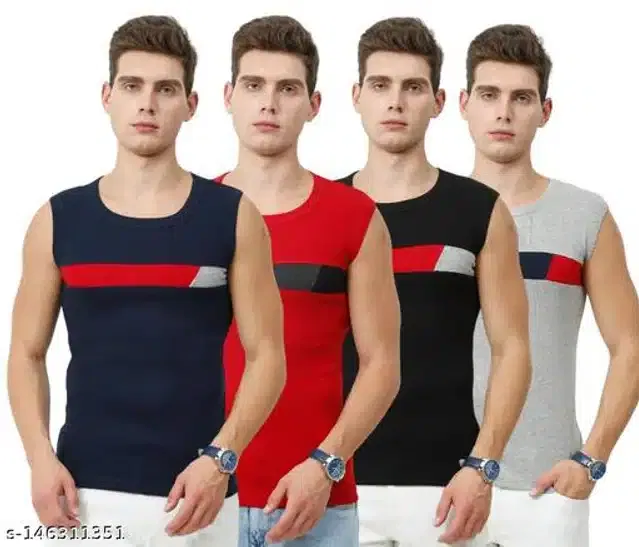 Gym Vests for Men (Multicolor, M) (Pack of 4)