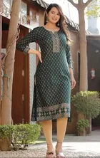 Rayon Printed Kurti for Women 