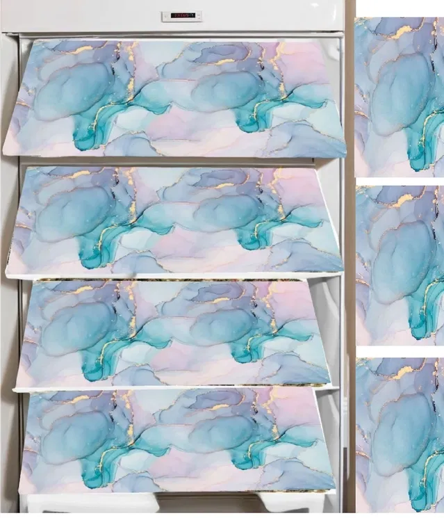 PVC Fridge Mat (Multicolor, Pack of 4)