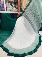 Georgette Applique Saree for Women 