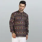 Cotton Blend Printed Kurta for Men 